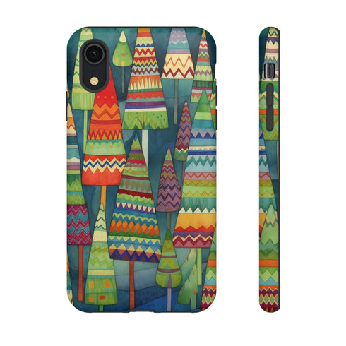 Knitted Christmas Trees - Impact Resistant Phone Case iPhone XR Matte